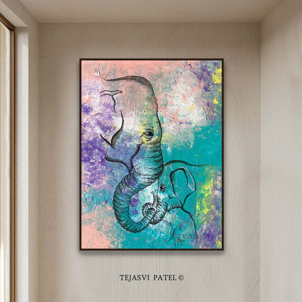 Elephant Wall Decor | Handmade Animal Canvas Art