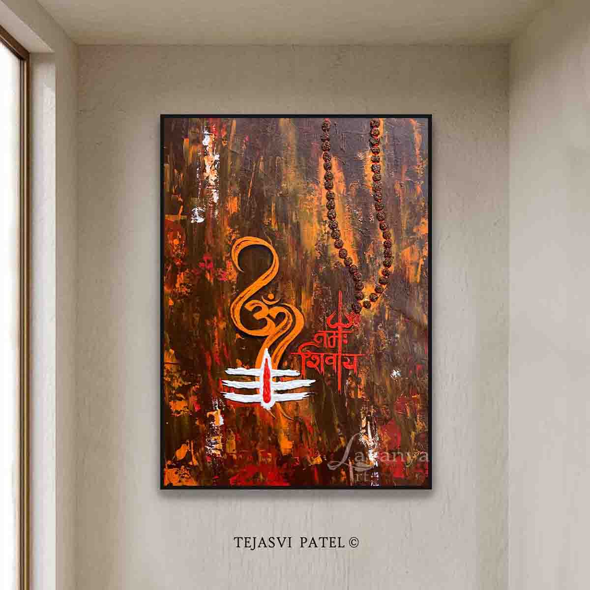 Modern Shiva Painting | Contemporary Indian Abstract Canvas Wall Decor