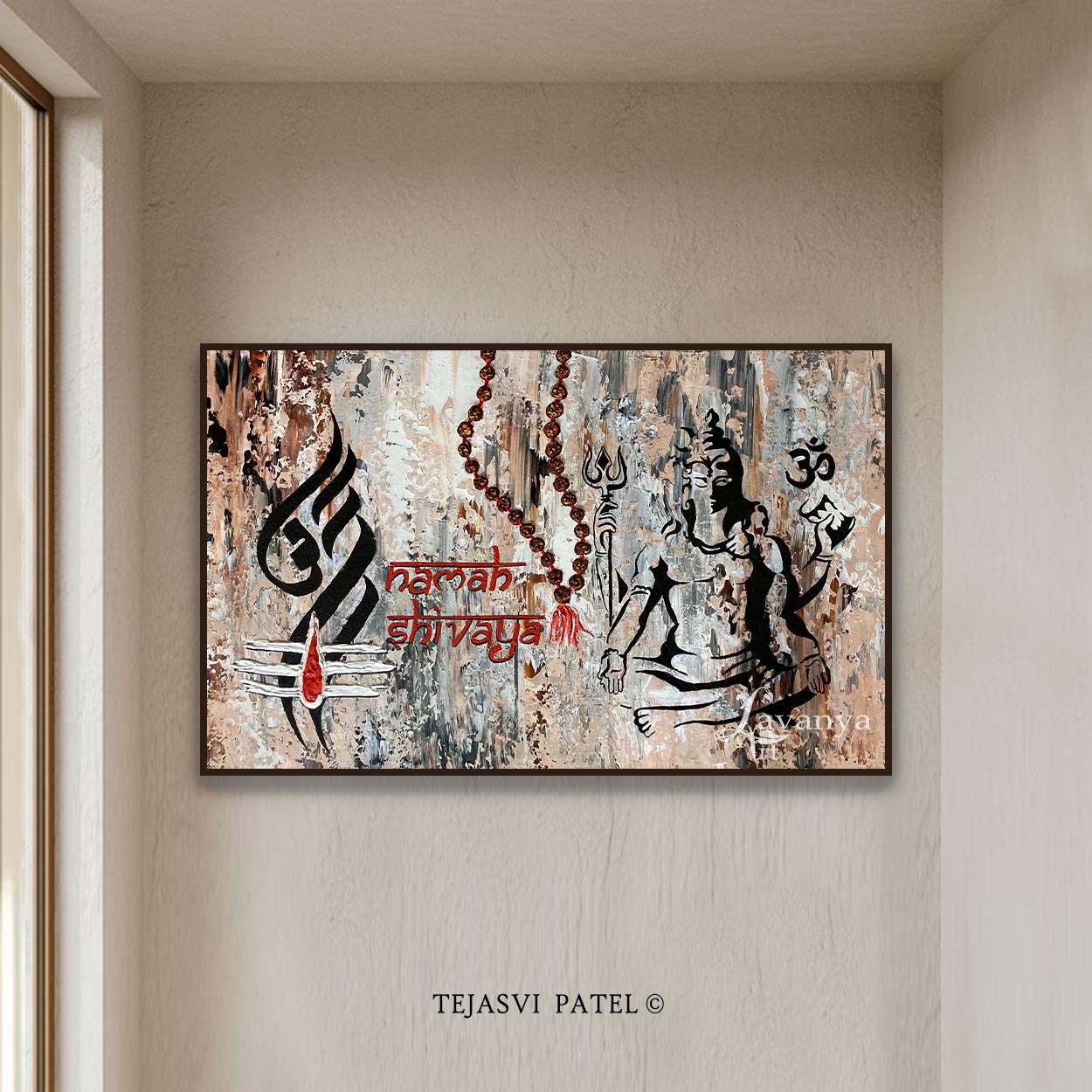 Shiva Abstract Painting | Handmade Hindu Acrylic Canvas Wall Art