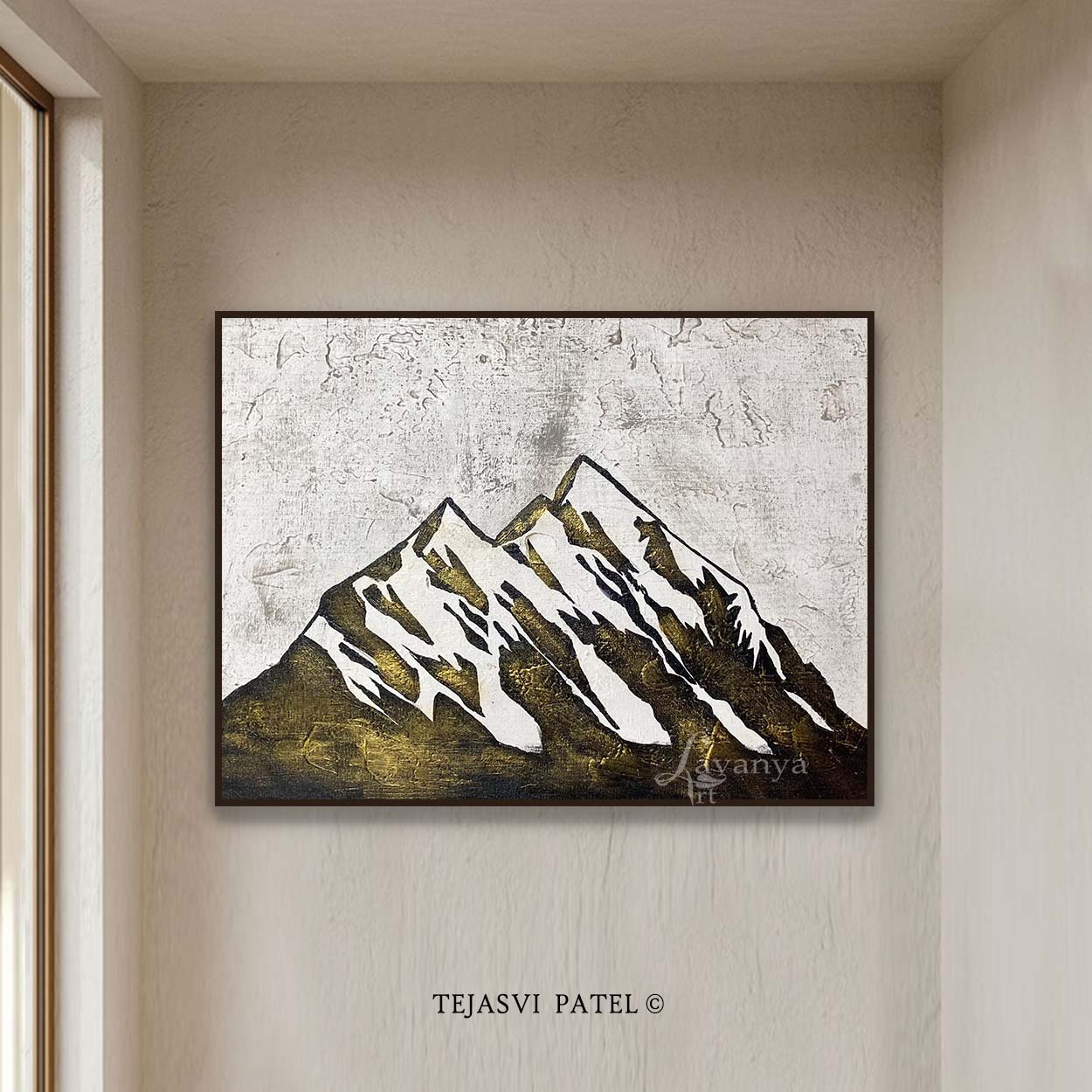 Textured Black White mountain Canvas | Contemporary Wall Decor