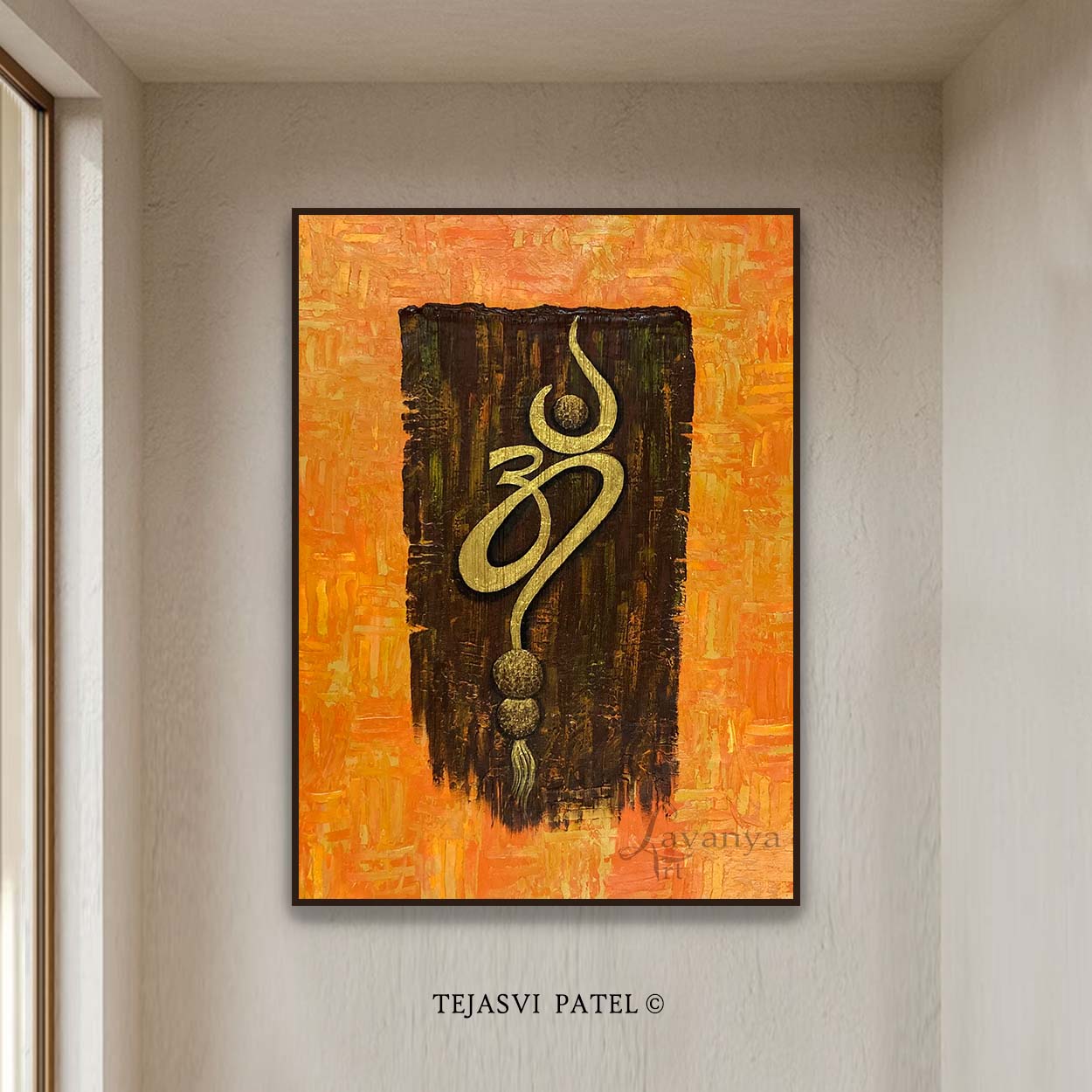 Abstract Om Painting | Handmade Textured Indian Wall Art