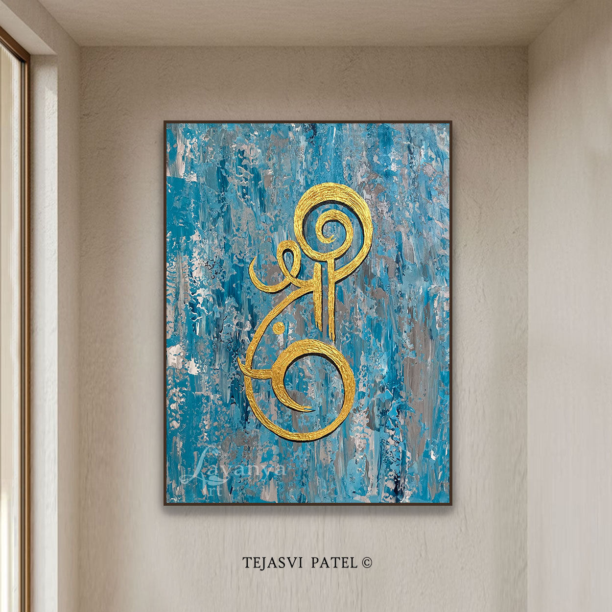 Ganapati Wall Art | Abstract Indian Canvas Painting