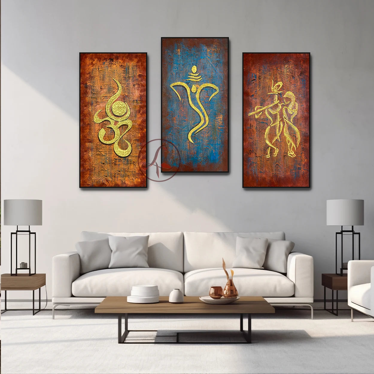 Hindu Canvas Art Set | Ganesha Krishna Om Hanuman Paintings