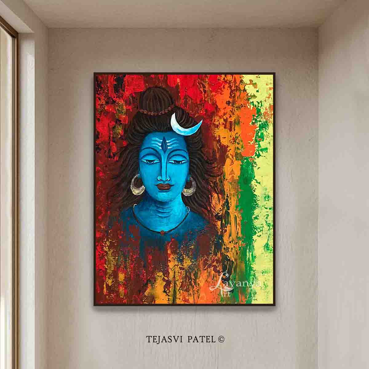 Abstract Shiva Painting | Modern Indian Canvas Wall Art