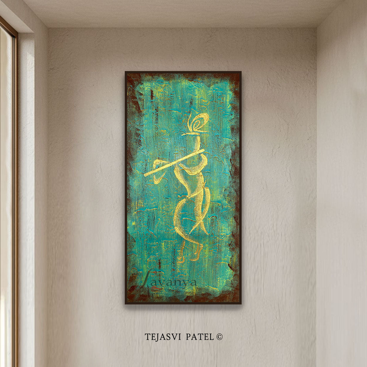 Abstract Krishna Painting | Handmade Textured Indian Canvas Wall Art