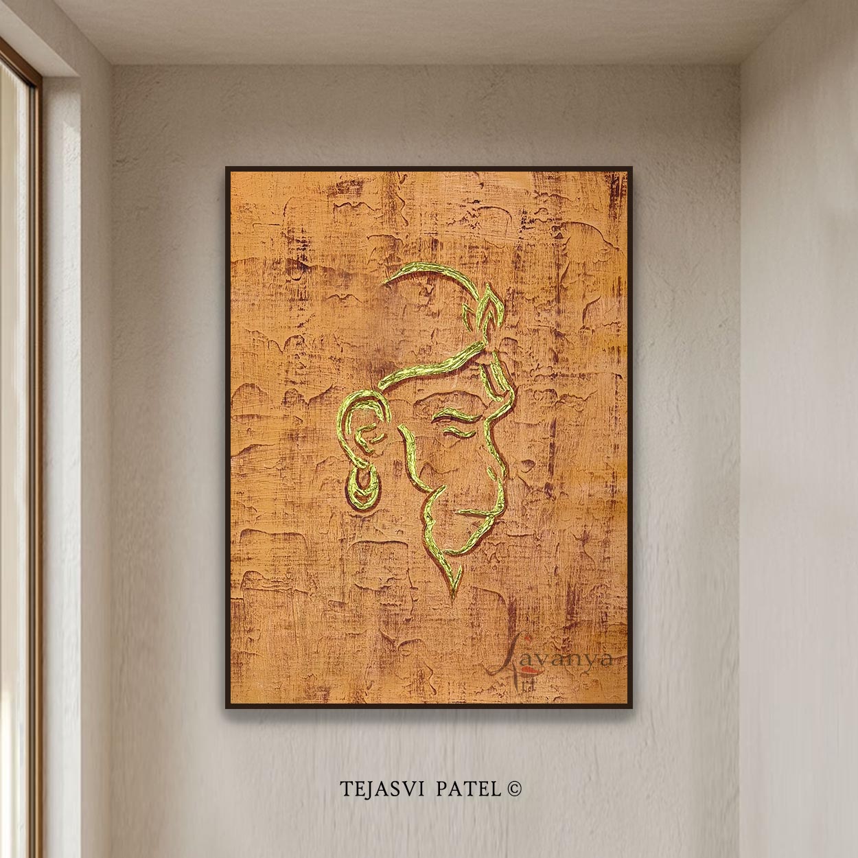 Abstract Hanuman Wall Art | Original Hindu Canvas Painting