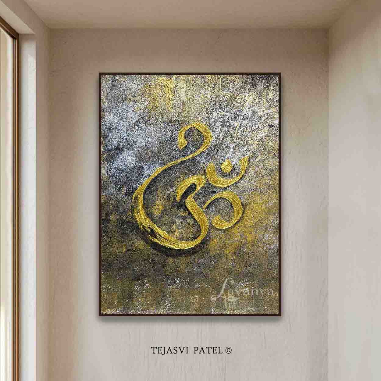 Handmade Om Canvas Art | Abstract Indian Wall Decor