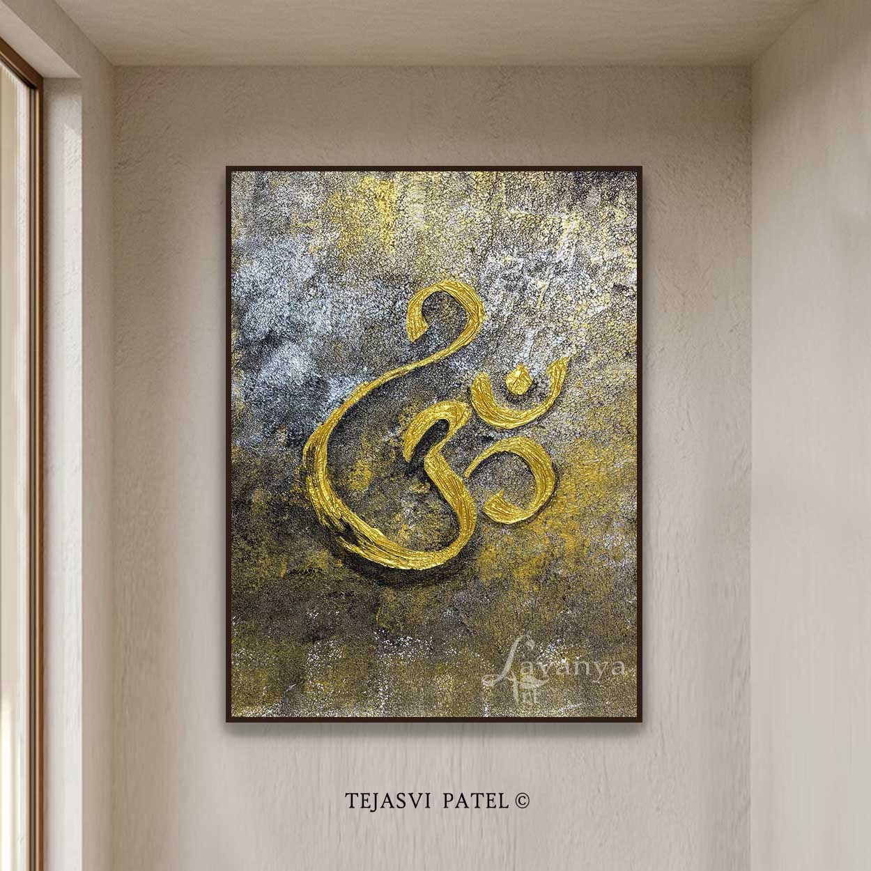 Handmade Om Canvas Art | Abstract Indian Wall Decor