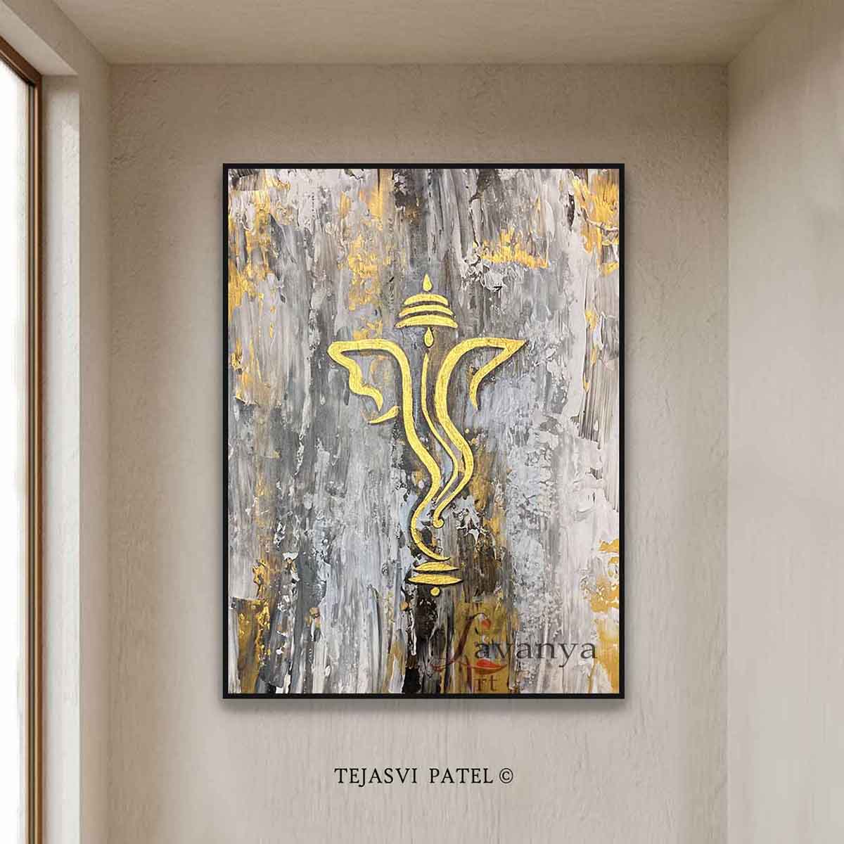 Textured Ganesha Painting | Handmade Indian Art