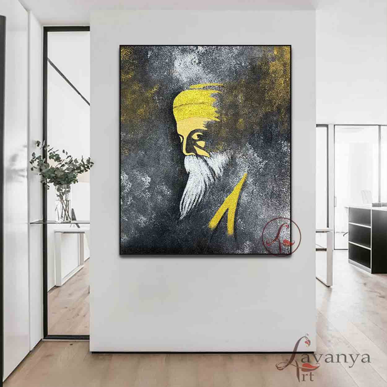 Abstract Sikh Art | Guru Nanak Dev Ji Canvas Art