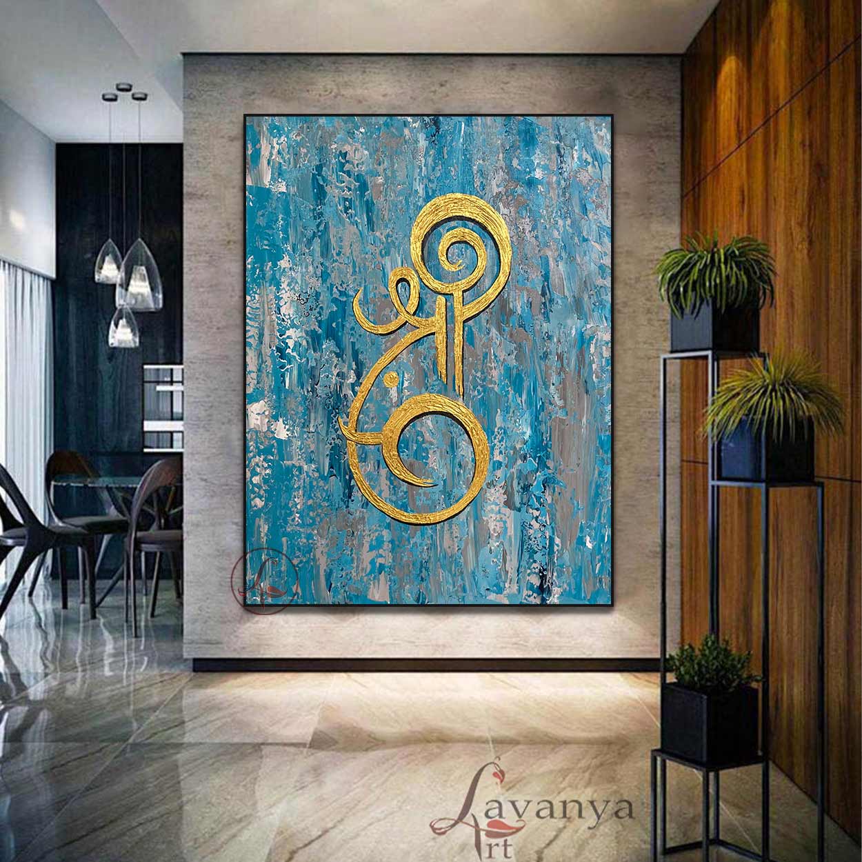 Ganapati Wall Art | Abstract Indian Canvas Painting