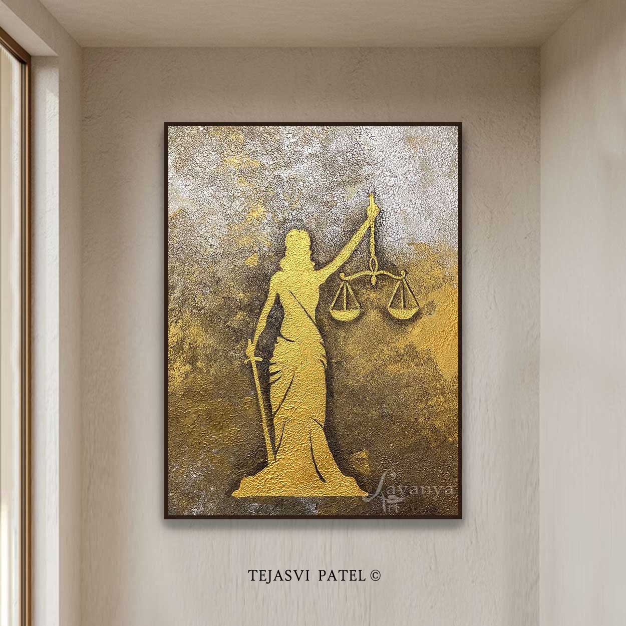 Lady Justice Gold Painting | Lawyer Office Wall Art
