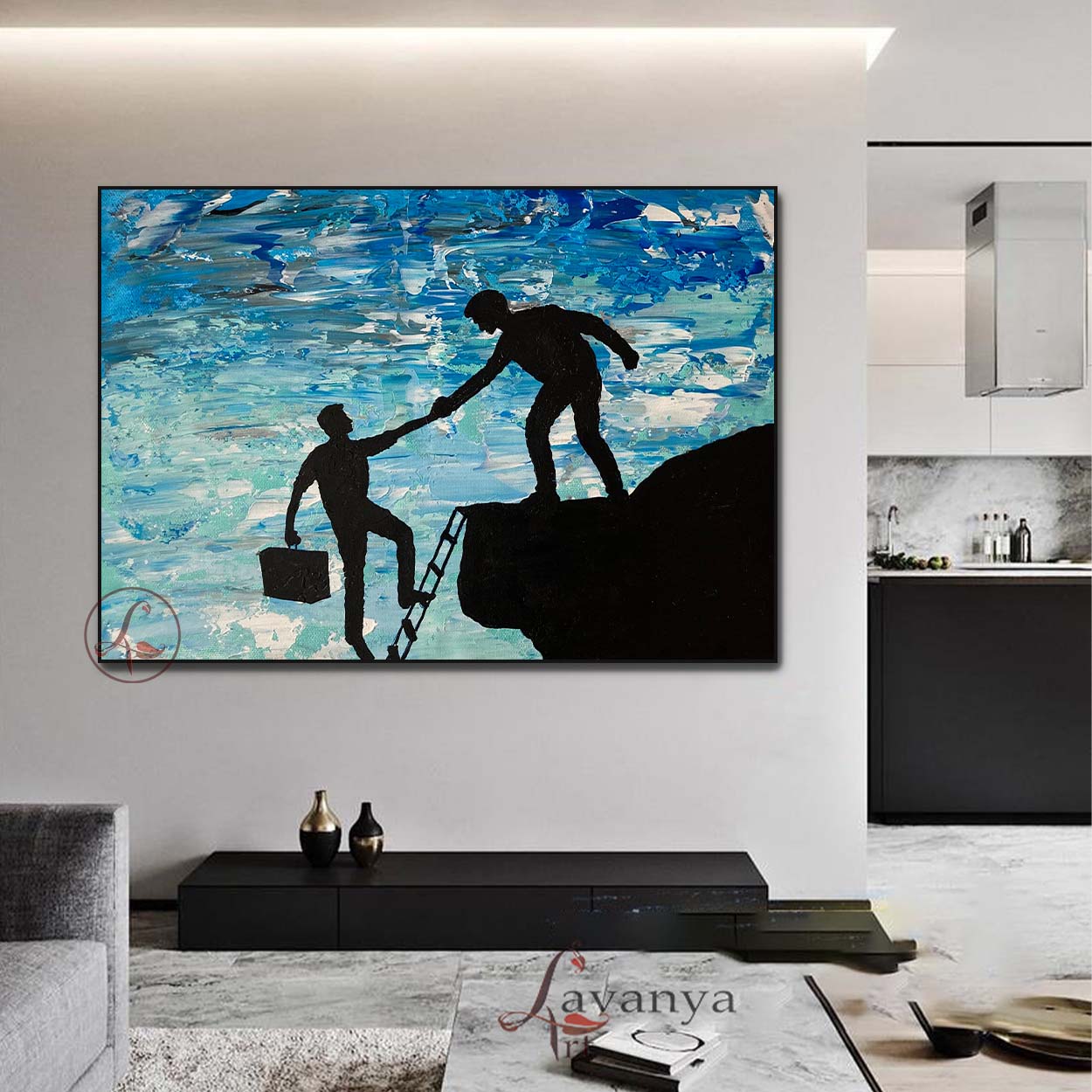 Teamwork Painting | Modern Abstract Office Wall Art