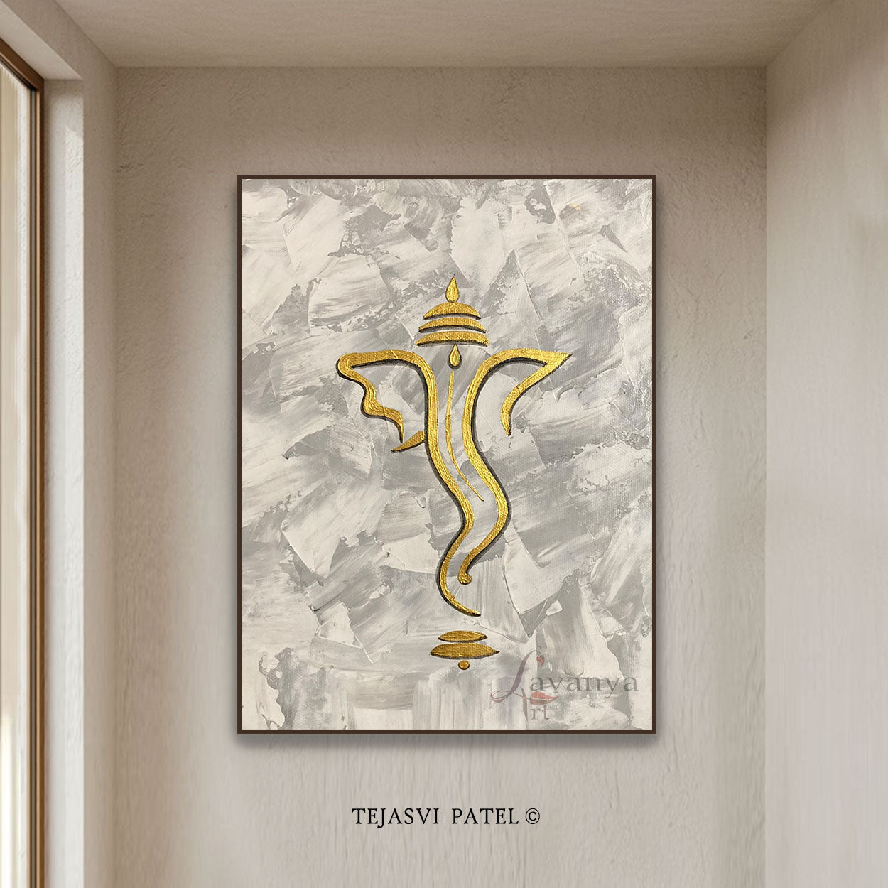 Ganesha Abstract Painting | Handmade Hindu Canvas Art