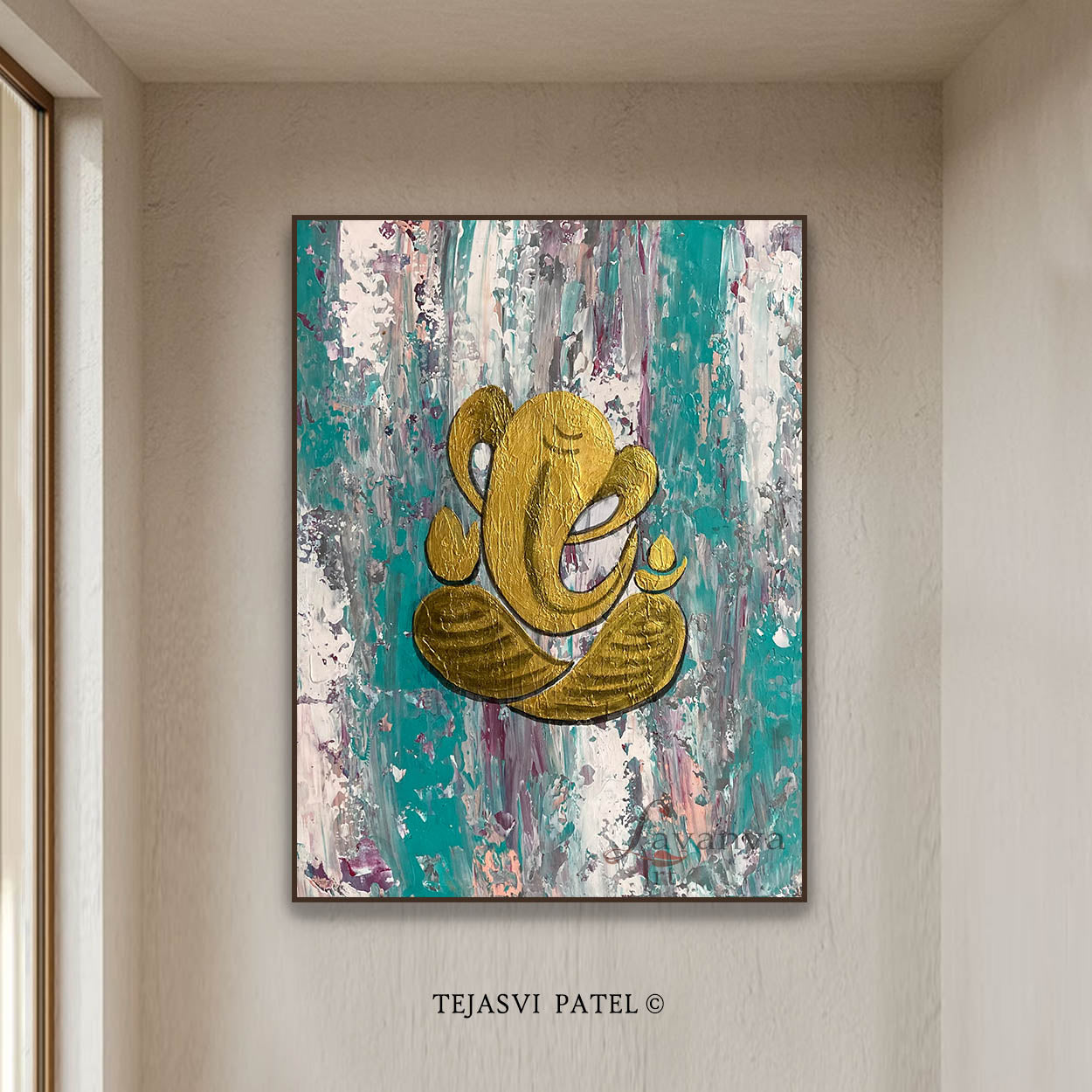 Large Ganesha Wall Art | Modern Indian Abstract Painting