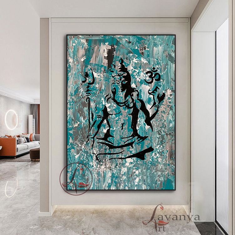 Abstract Shiva Canvas Art | Contemporary Hindu Wall Art Decor