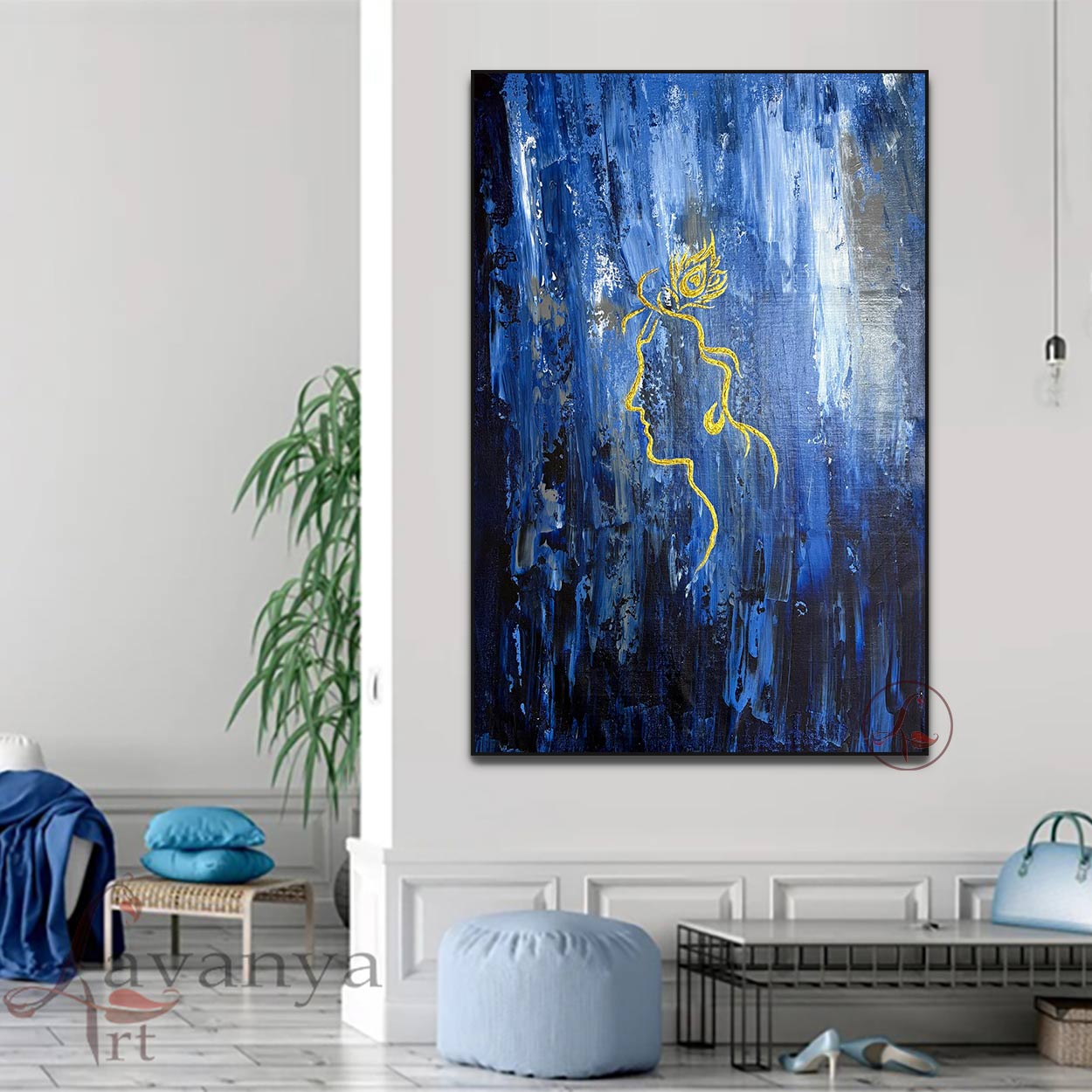 Radha Krishna Wall Art | Modern Indian Painting