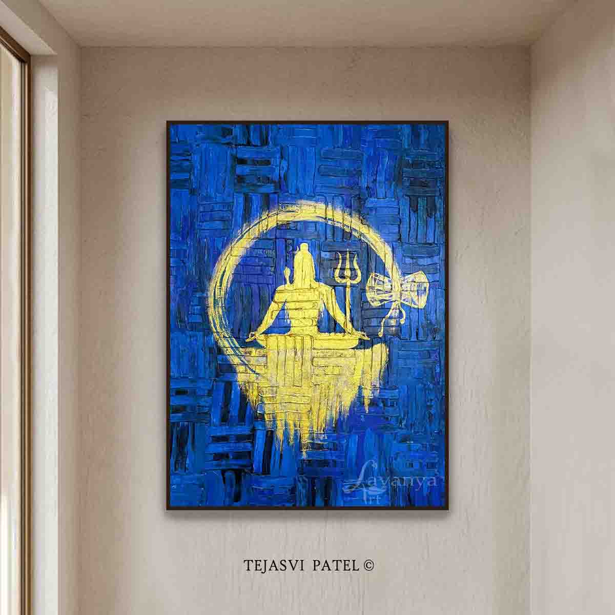 Textured Shiva Painting | Modern Hindu Abstract Canvas Wall Art
