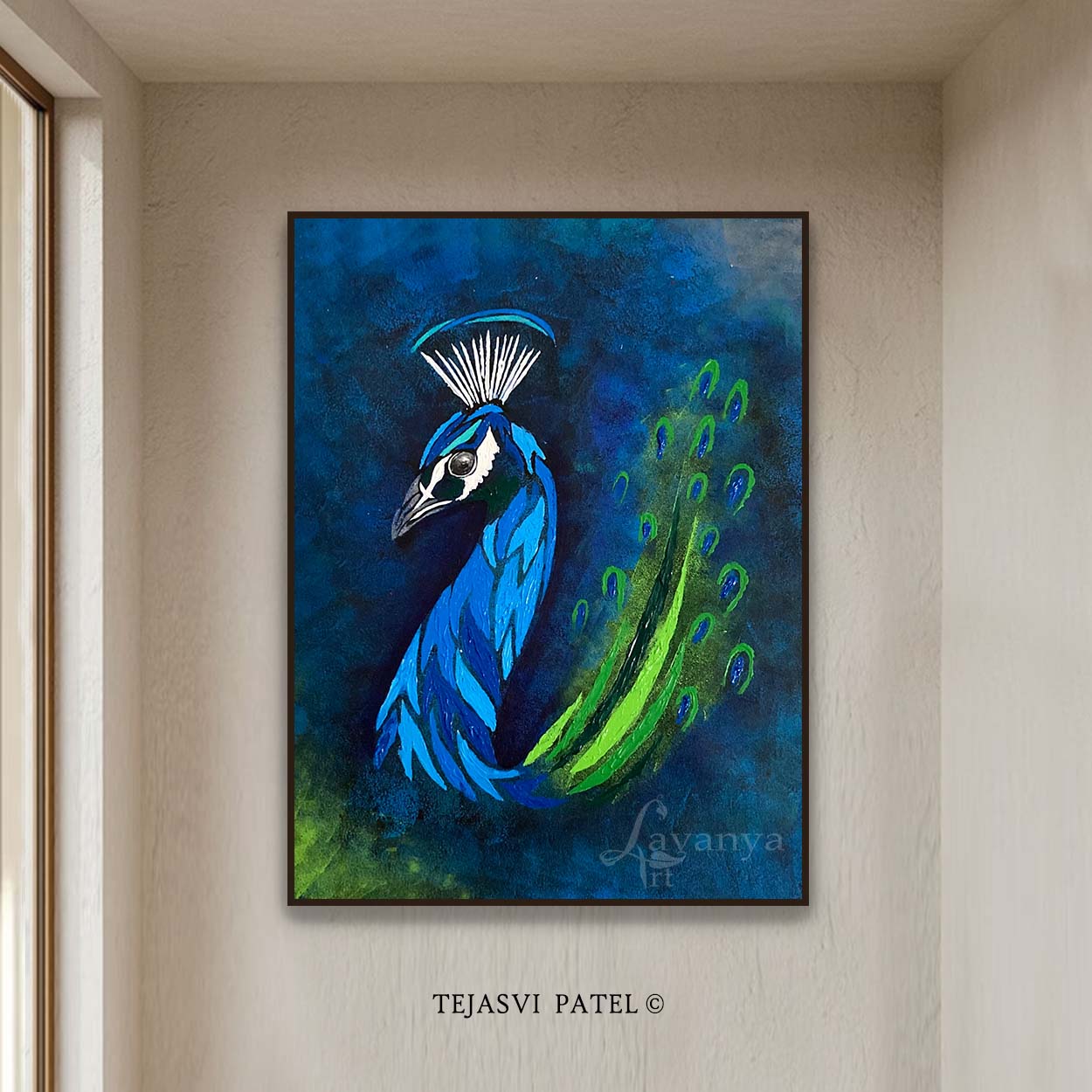 Peacock Painting | Abstract Indian Peacock Wall Art