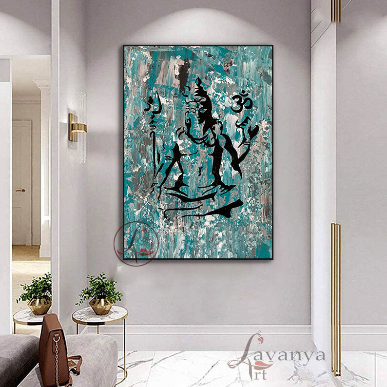 Abstract Shiva Canvas Art | Contemporary Hindu Wall Art Decor