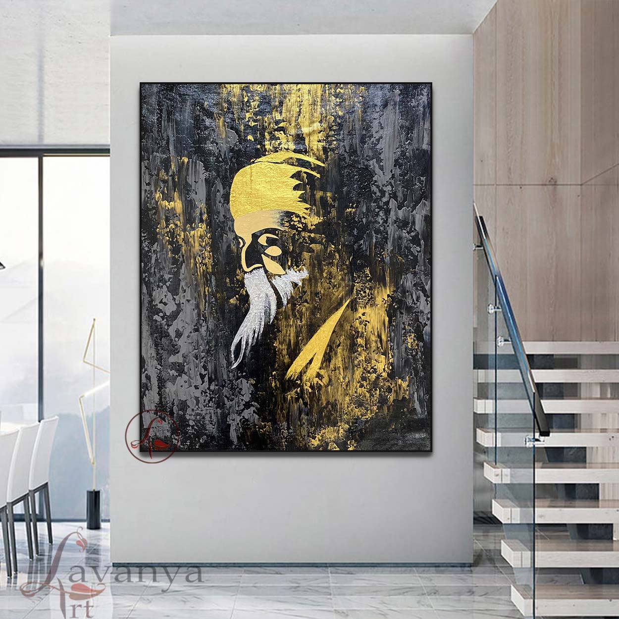 Guru Nanak Spiritual Art | Sikh Canvas Painting