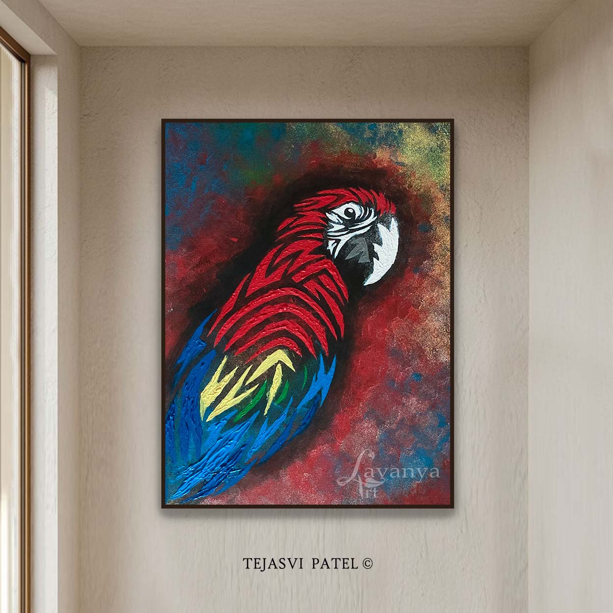 Macaw Artwork | Original Parrot Canvas Painting Decor