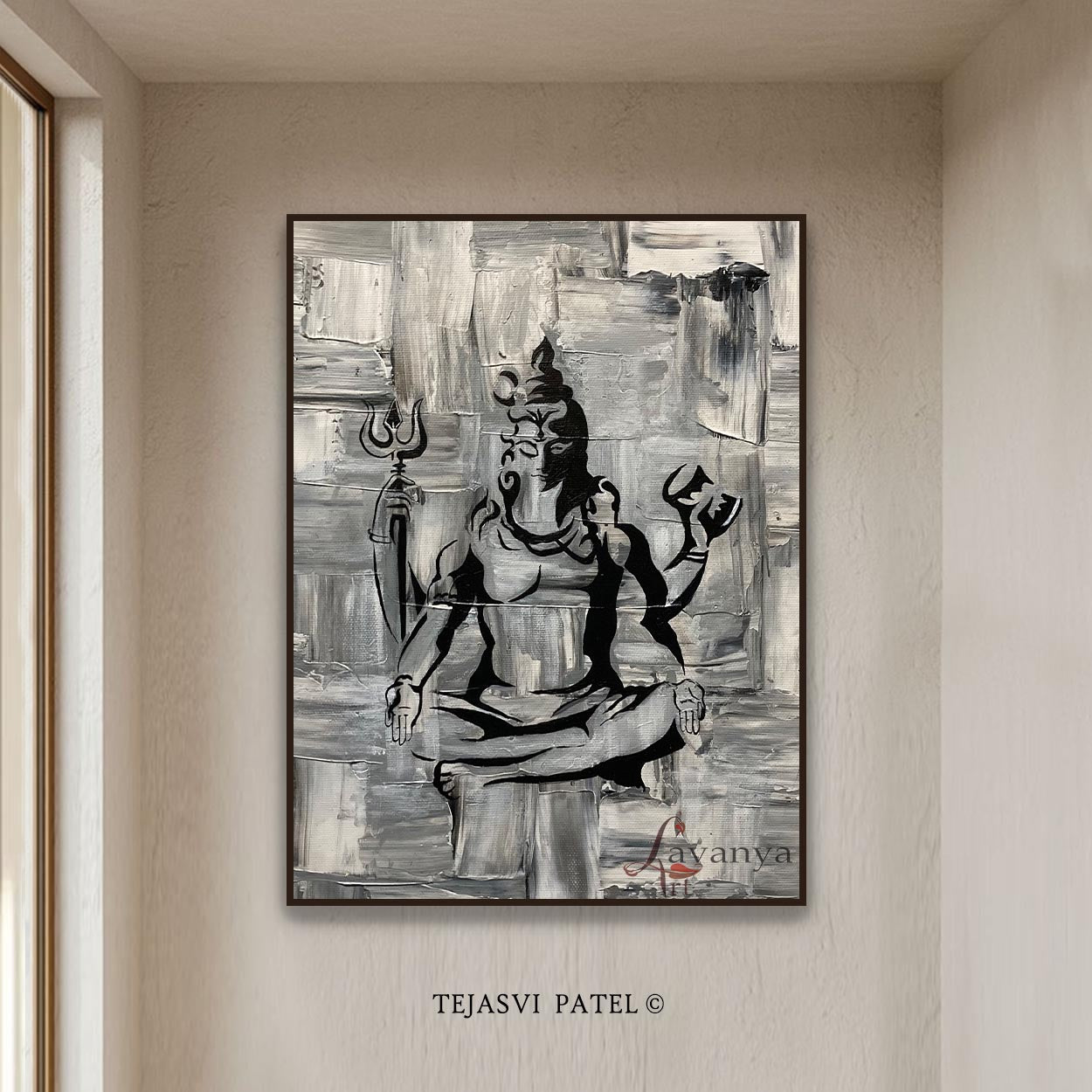 Handmade Shiva Painting | Modern Indian Abstract Canvas Wall Decor