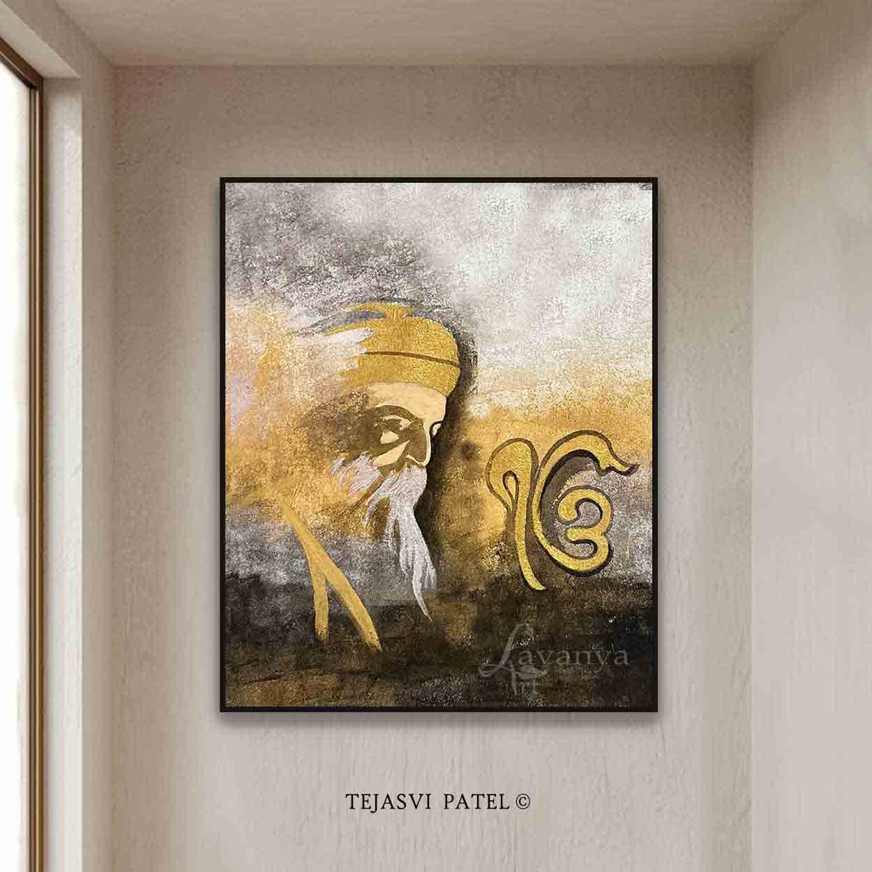 Sikh Art | Guru Nanak Dev Ji Abstract Canvas Art