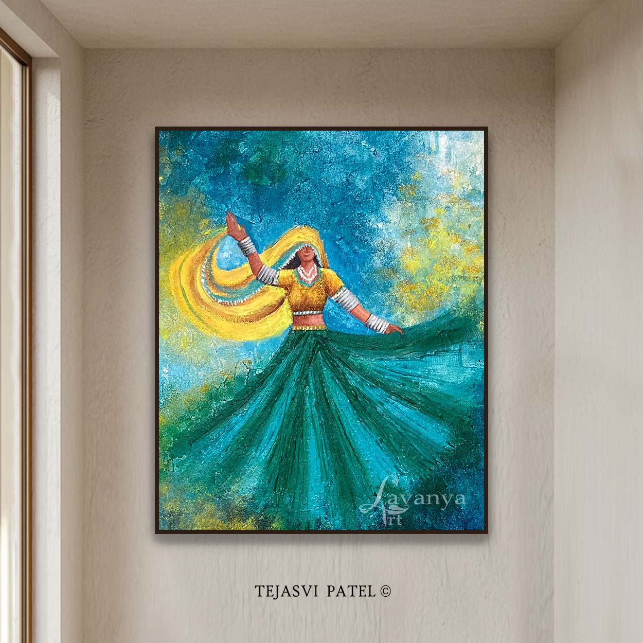 Ghoomar Dance Canvas Painting | Contemporary Indian Woman Wall Art