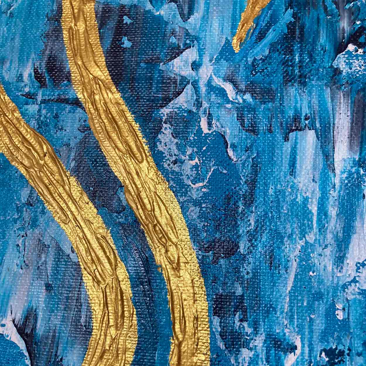 Blue Gold Ganesha Painting | Handmade Textured Canvas Art