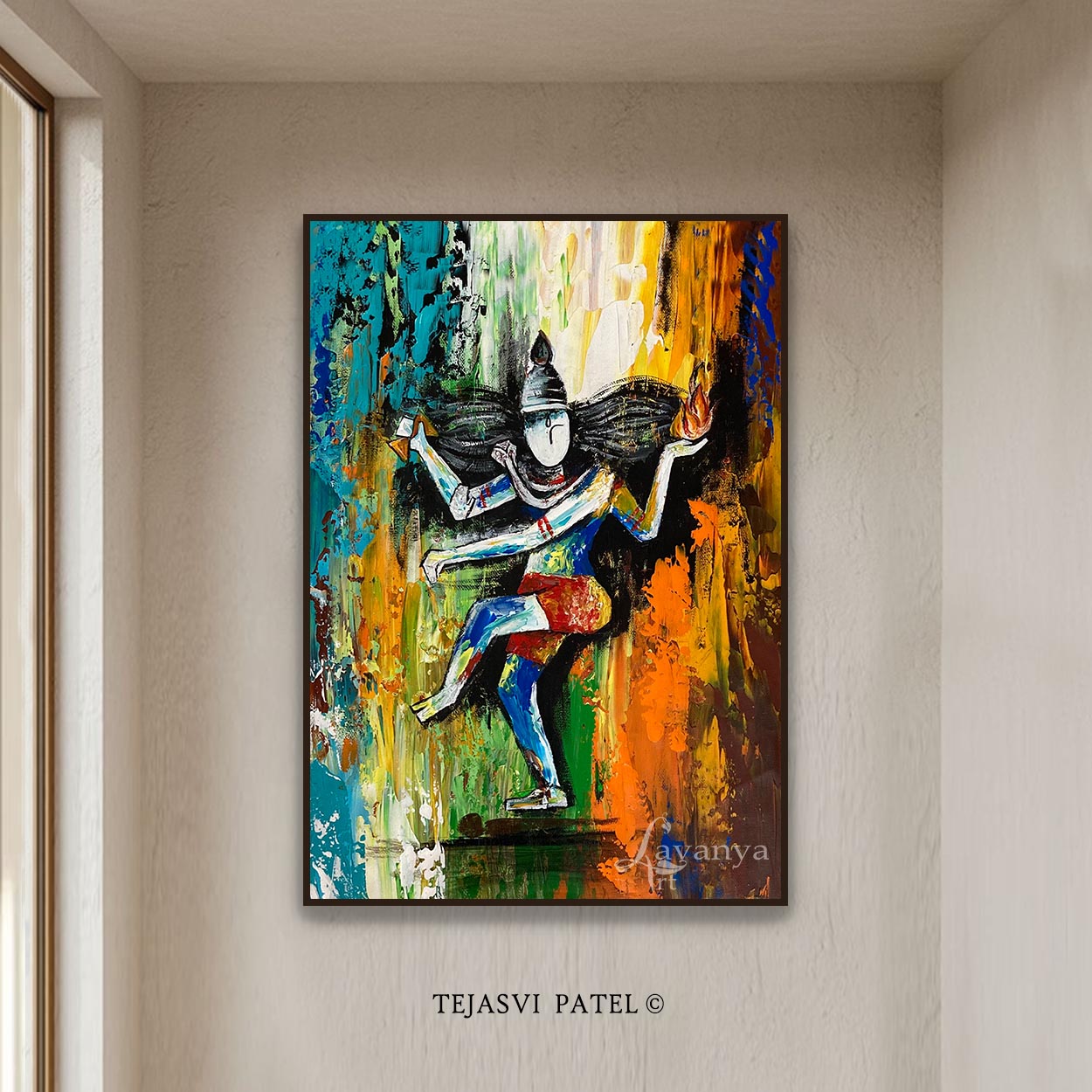 Modern Shiva Wall Art | Abstract Hindu Canvas Acrylic Painting