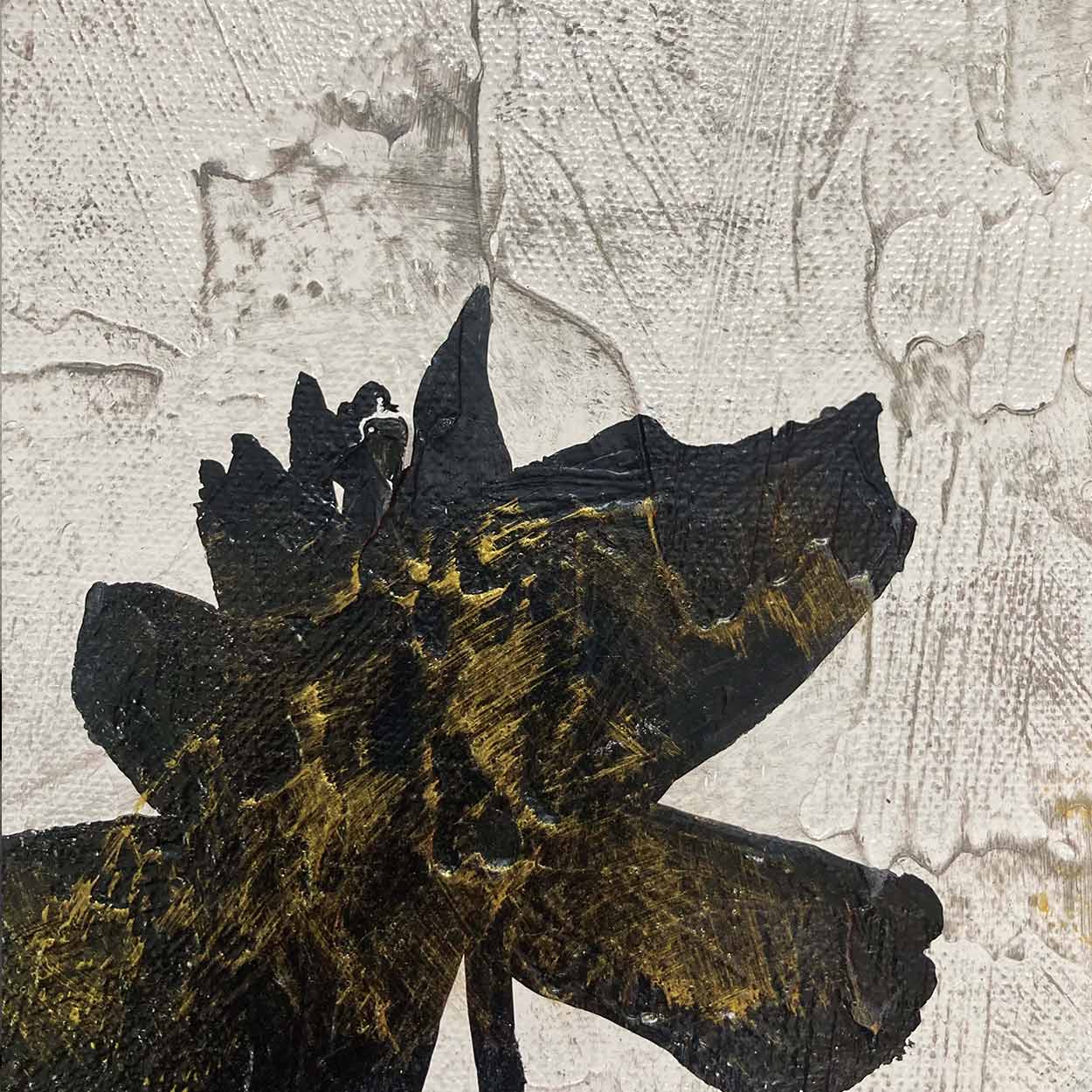Contemporary Flower Abstract Canvas | Black White Artwork