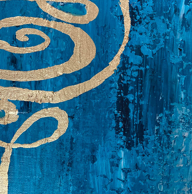 Wine Glass Gold Abstract Painting | Textured Canvas Art