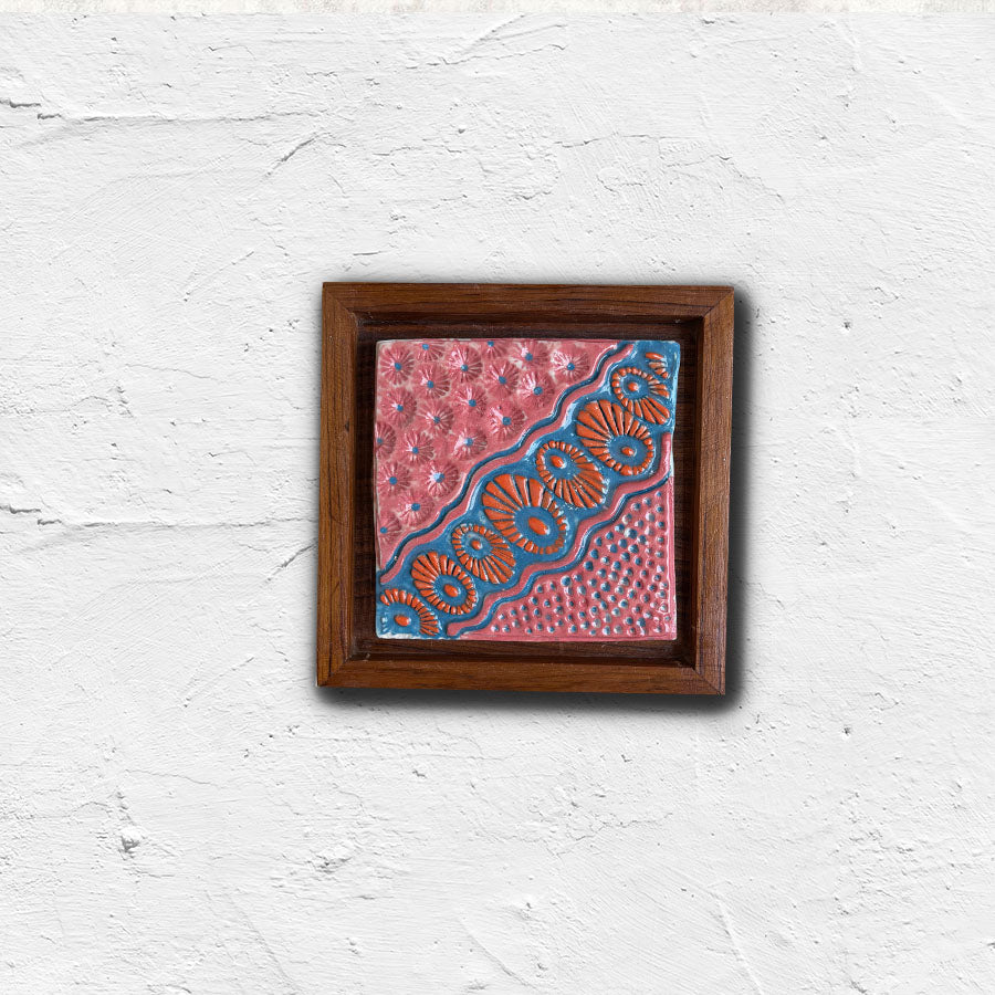 Handmade Tile Framed Ceramic Art | Boho Wall Hanging Decor