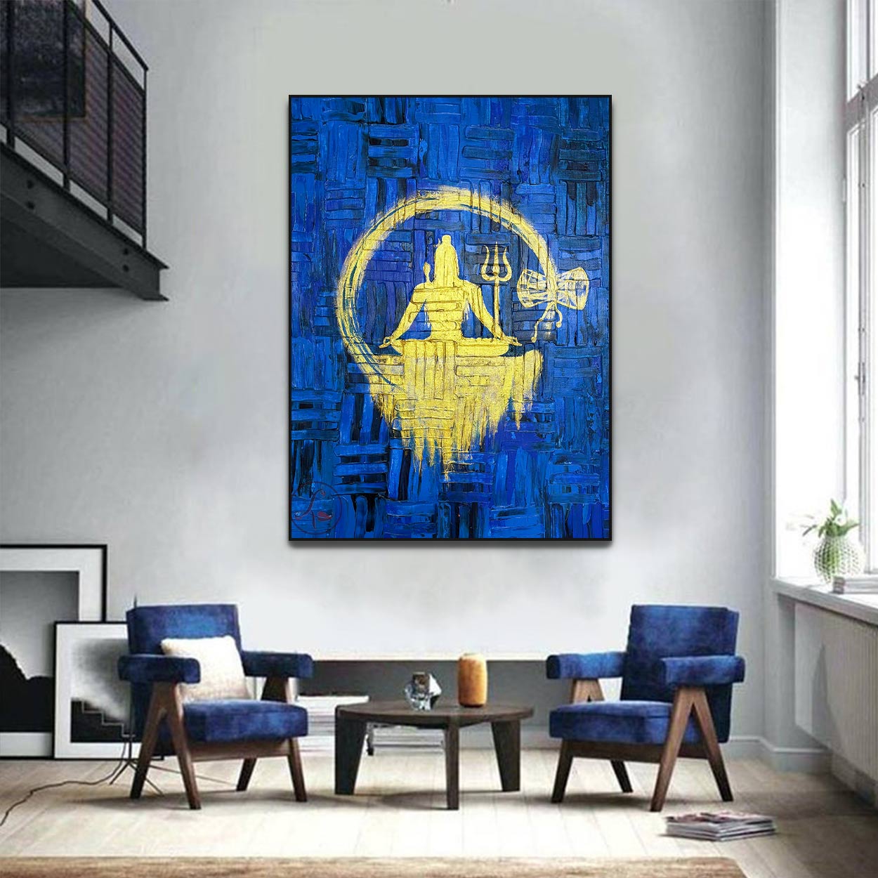Textured Shiva Painting | Modern Hindu Abstract Canvas Wall Art