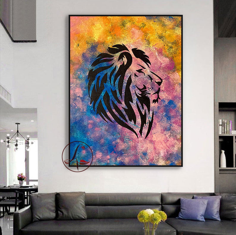 Lion Wall Decor | Handmade Animal Canvas Art