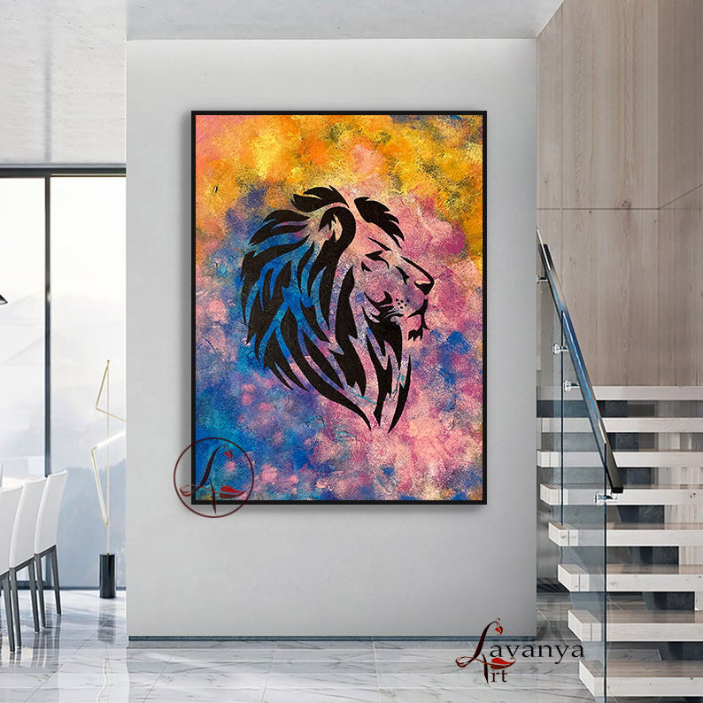 Lion Wall Decor | Handmade Animal Canvas Art