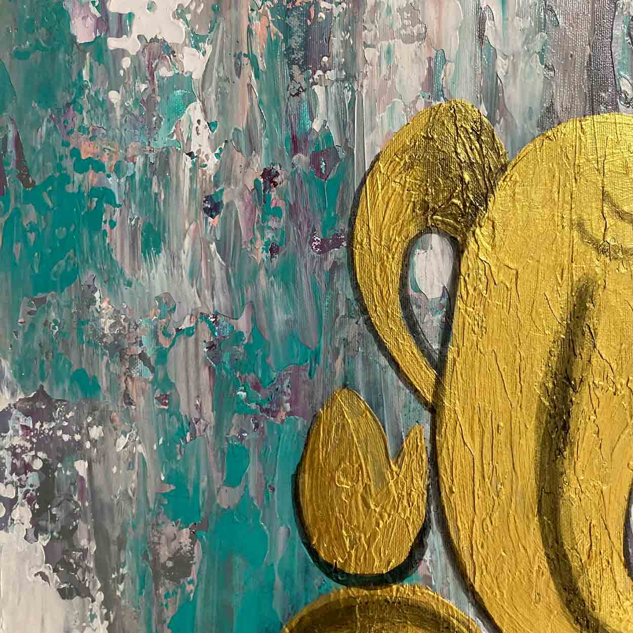 Large Ganesha Wall Art | Modern Indian Abstract Painting