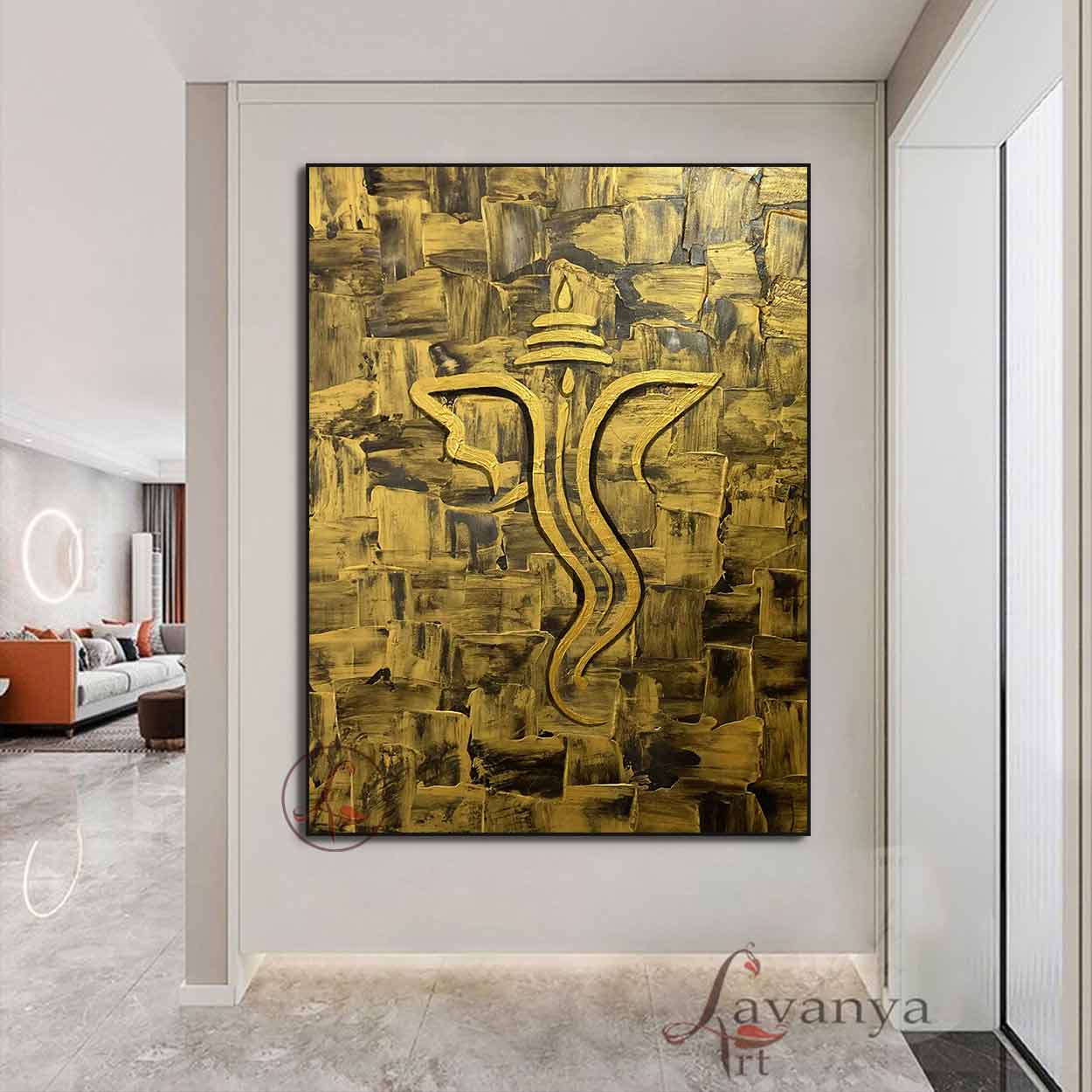 Abstract Ganesha Painting | Handmade Indian Hindu Art
