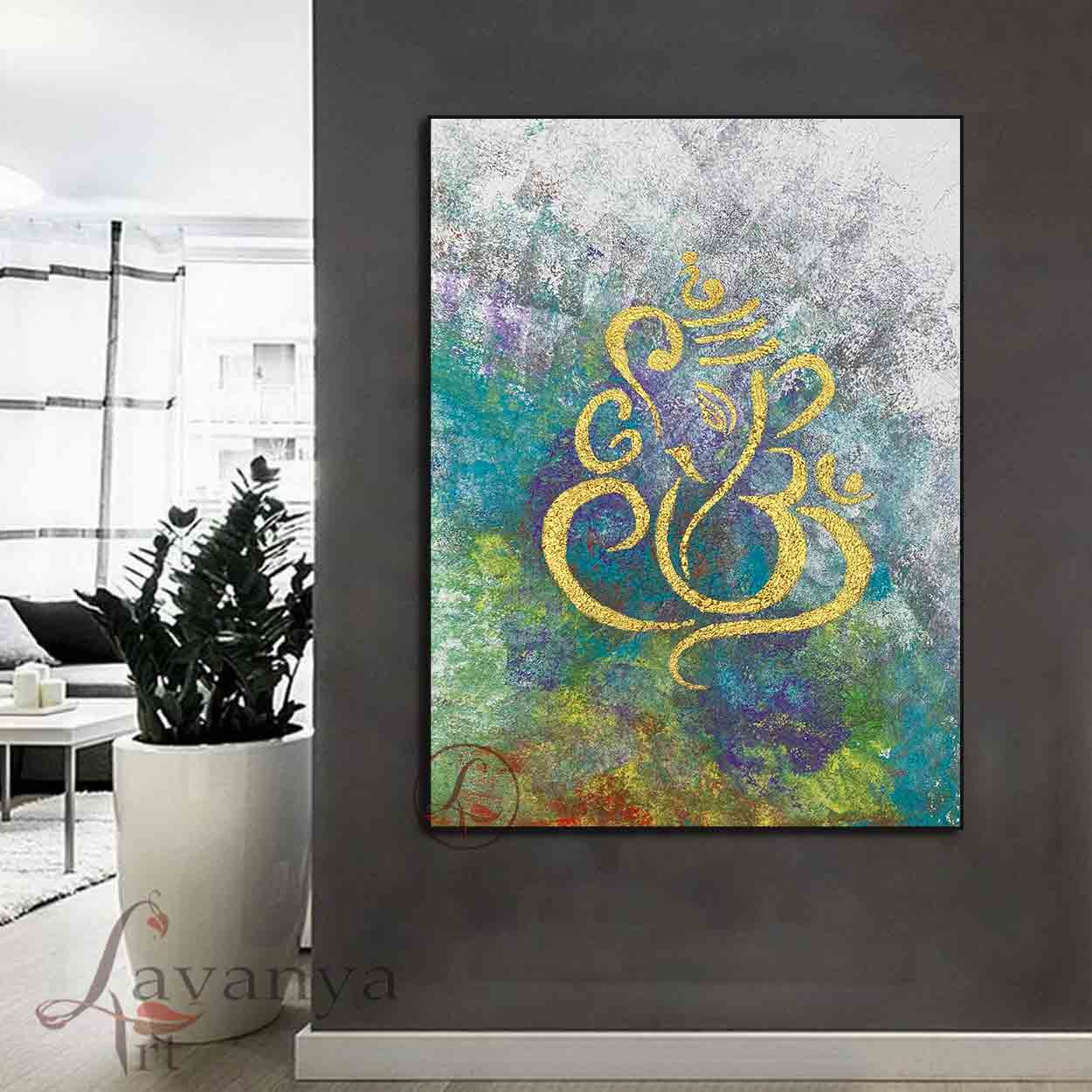 Abstract Ganapati Canvas Art | Minimalist Indian Wall Art