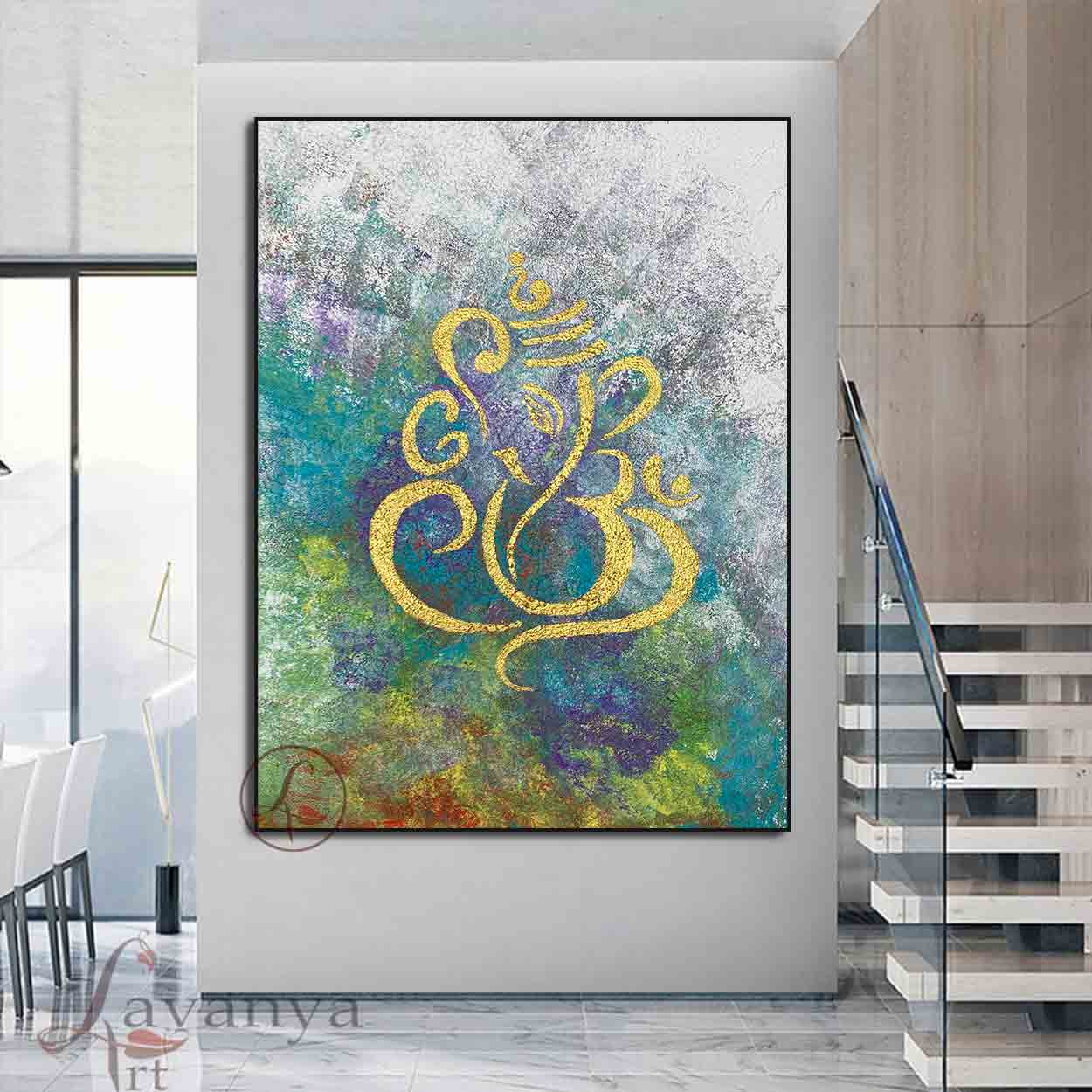 Abstract Ganapati Canvas Art | Minimalist Indian Wall Art