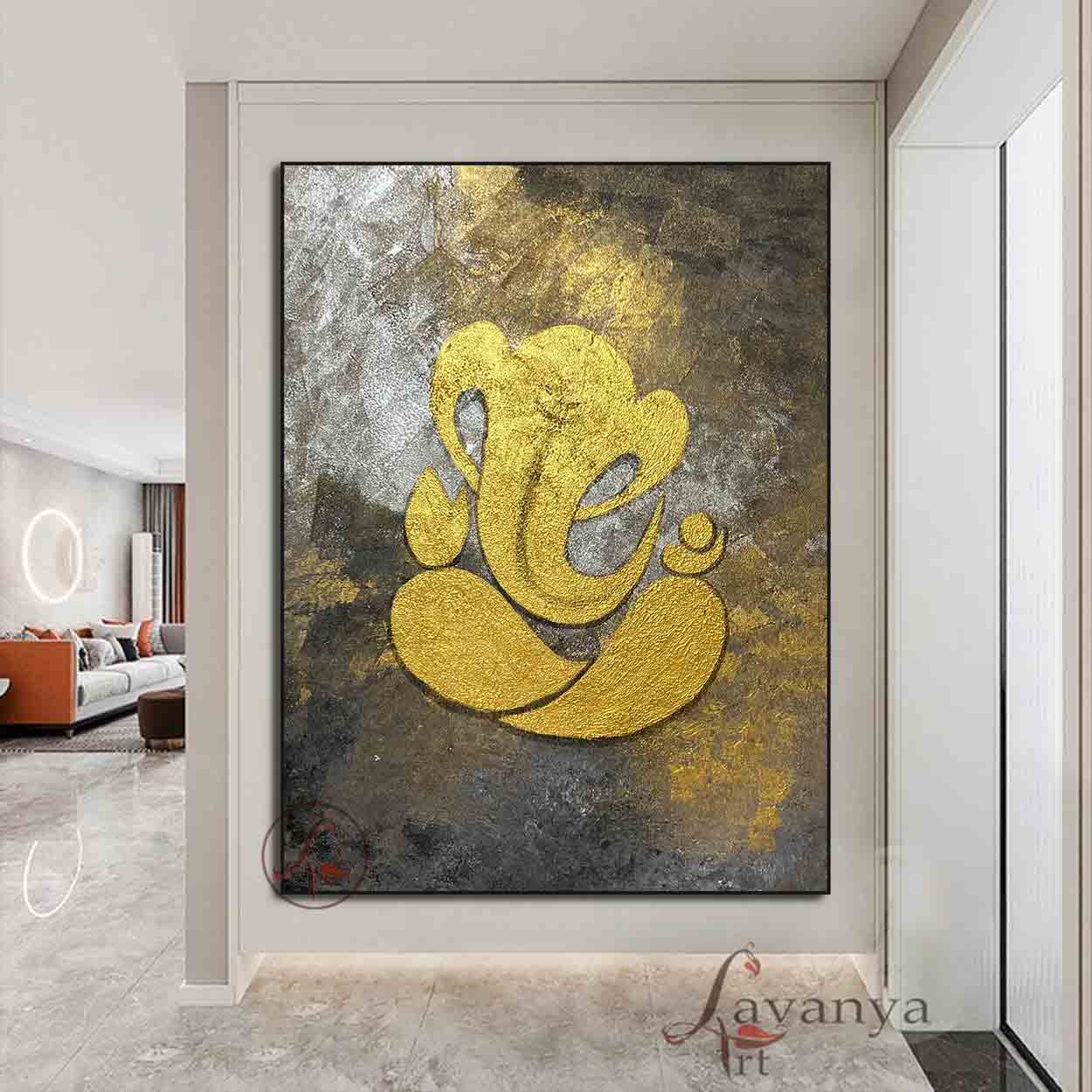 Ganapati Wall Decor | Modern Indian Abstract Painting