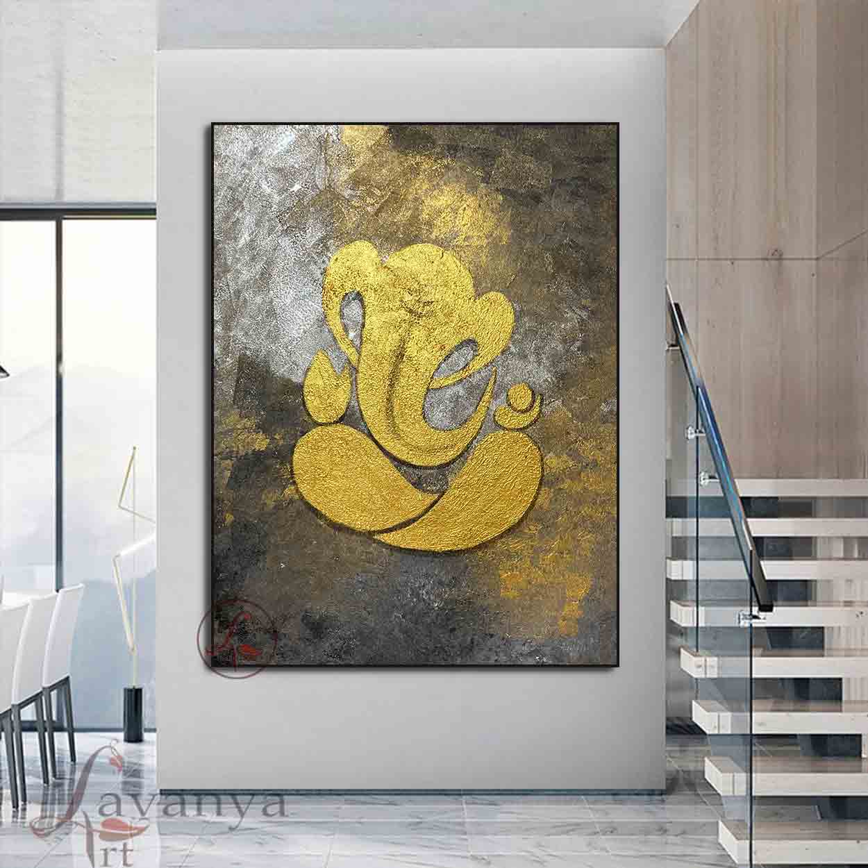Ganapati Wall Decor | Modern Indian Abstract Painting