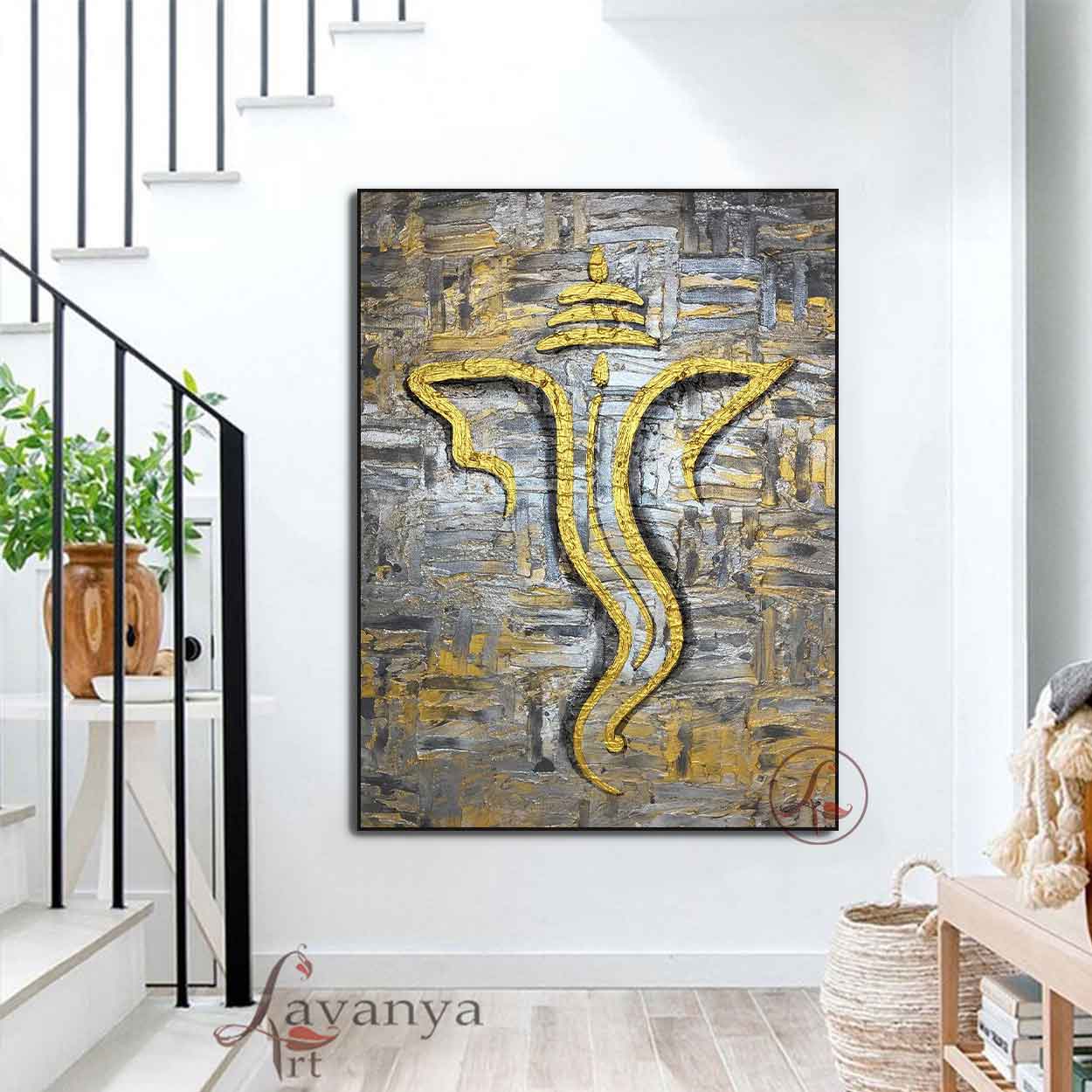 Ganesha Canvas Art | Minimalist Indian Abstract Decor