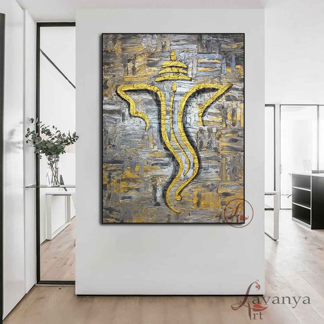 Ganesha Canvas Art | Minimalist Indian Abstract Decor