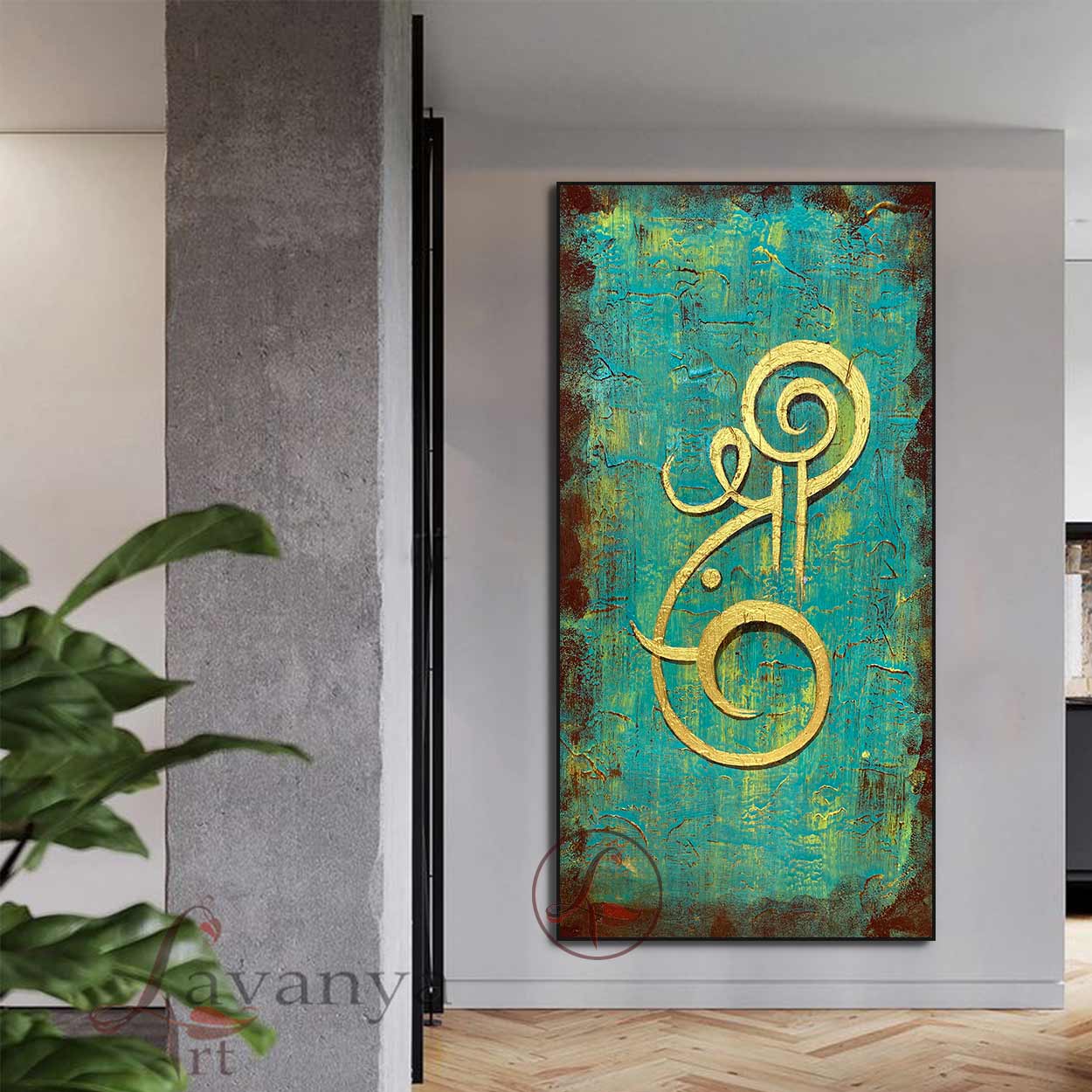 Abstract Ganesha Painting | Handmade Textured Indian Canvas Wall Art