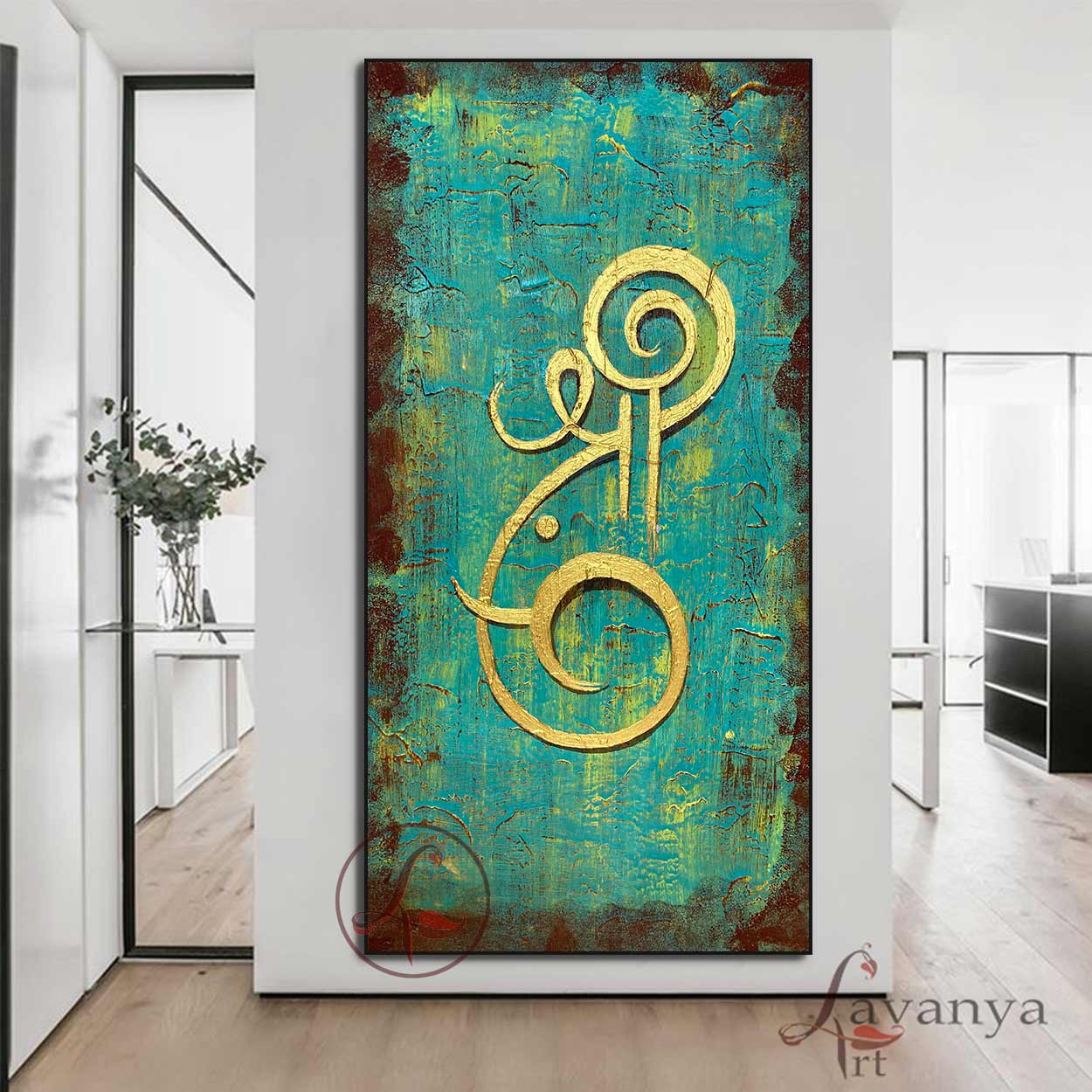Abstract Ganesha Painting | Handmade Textured Indian Canvas Wall Art