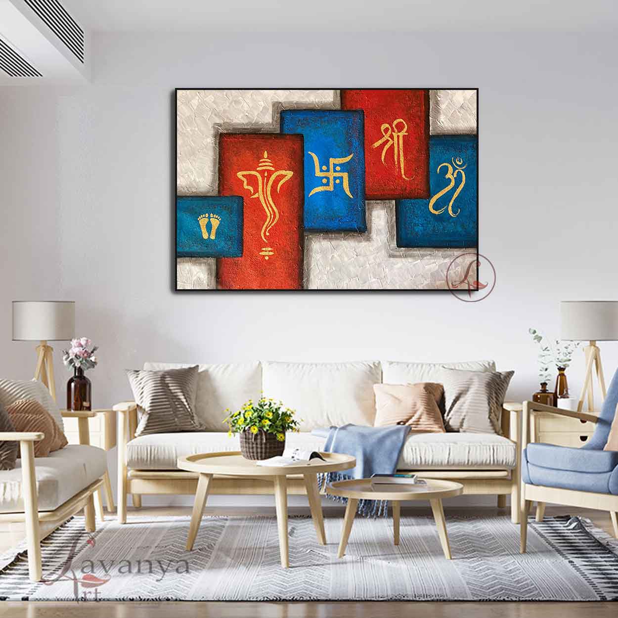Abstract Ganesha Canvas Art | Handmade Indian Decor