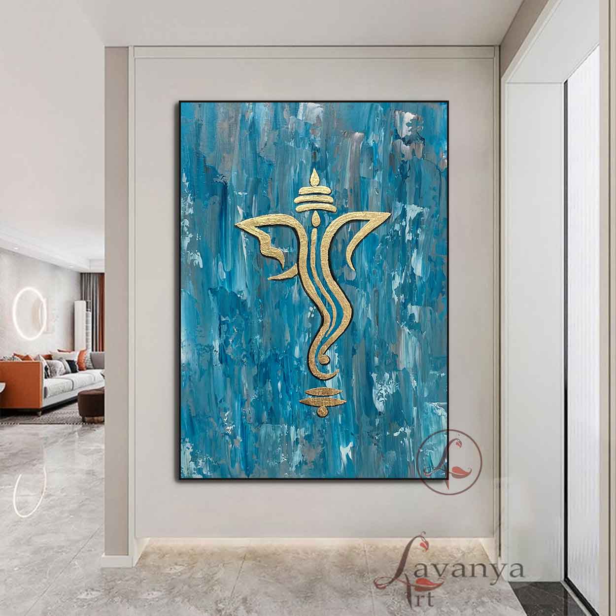 Ganapati Wall Decor | Modern Indian Abstract Painting