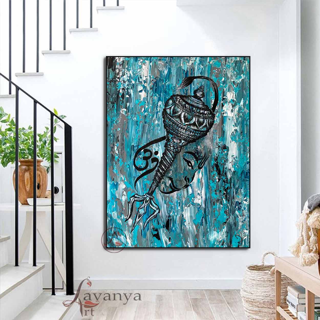 Lord Hanuman Canvas Art | Handmade Hindu Wall Decor
